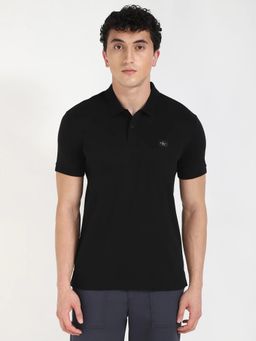 Calvin Klein - Black Solid Regular Fit Cotton Polo T-shirt
