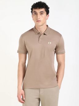 Calvin Klein - Brown Solid Regular Fit Cotton Polo T-shirt