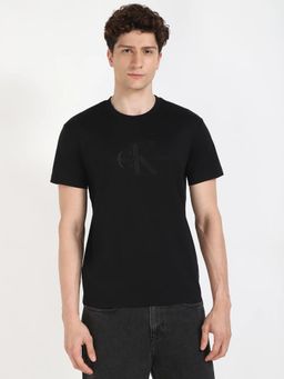 Calvin Klein - Embroidered Logo Black Regular Fit Cotton T-shirt