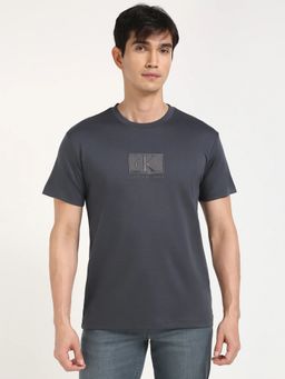 Calvin Klein - Grey Embroidered Logo Regular Fit Cotton T-shirt
