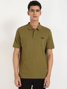 Calvin Klein - Green Solid Slim Fit Cotton Polo T-shirt