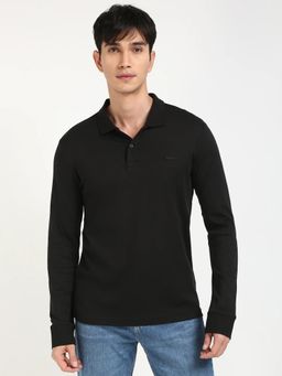 Calvin Klein - Black Solid Slim Fit Cotton Polo T-shirt