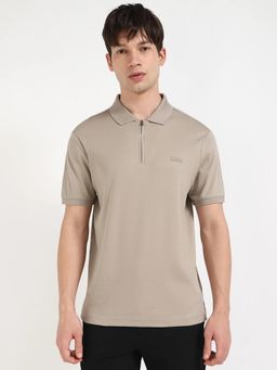 Calvin Klein - Solid Brown Regular Fit Cotton Polo T-shirt
