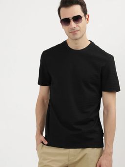 Calvin Klein - Textured Black Regular Fit Cotton T-shirt