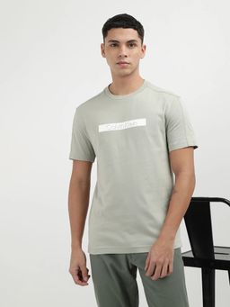 Calvin Klein - Beige Cotton Regular Fit Crew Neck T-shirt