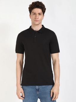 Calvin Klein - Solid Black Slim Fit Cotton Polo T-shirt