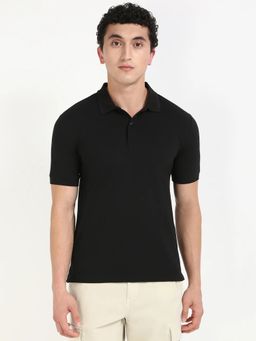 Calvin Klein - Solid Slim Fit Cotton Black Polo T-shirt