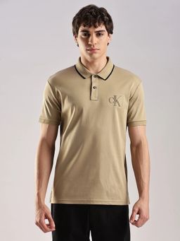 Calvin Klein - Embroidered Logo Olive Regular Fit Cotton Polo T-shirt