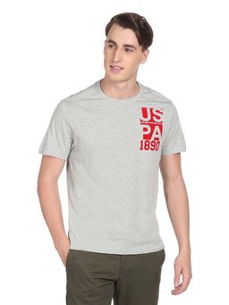 U.S. Polo Assn. Denim Co. - Men Grey Brand Print Heathered T-Shirt