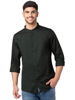 Spykar - Dark Green Full Sleeves Dobby Shirt for Men