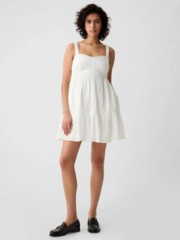GAP - Women's Cut-Work Tiered Dress - White