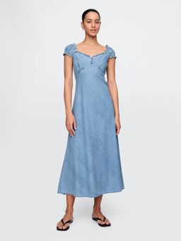 GAP - Women's Solid Sweetheart Neck Midi Dress