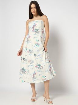 GAP - Women's Printed Square Neck Midi Dress