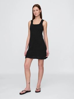 GAP - Women's Regular Fit Square Neck Crochet Dresses - Black