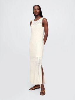 GAP - Women's Regular Crochet Crew Neck Maxi Dress