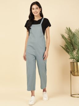 Deebaco - Grey Solid Women Dungarees Jumpsuit