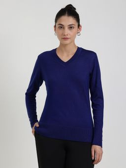 FableStreet - LivSoft V-Neck Sweater - Navy Blue