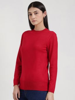 FableStreet - LivSoft Round Neck Sweater - Red