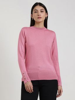 FableStreet - LivSoft Round Neck Sweater - Pink
