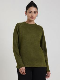 FableStreet - LivSoft Round Neck Sweater - Olive