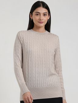 FableStreet - LivSoft Round Neck Sweater - Beige