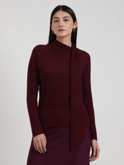 FableStreet - LivSoft High Neck Sweater - Maroon