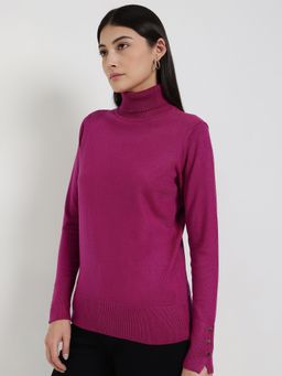 FableStreet - LivSoft Turtle Neck Sweater - Fuchsia