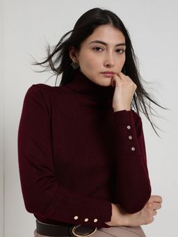 FableStreet - LivSoft Turtle Neck Sweater - Maroon