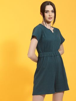 RIGO - Women’s Teal Green Waffle Playsuit