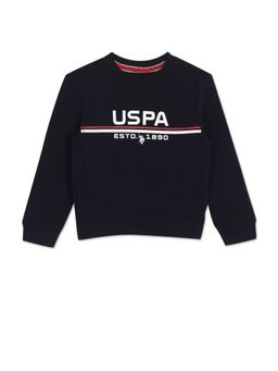 U.S. POLO ASSN. - Boys Navy Solid Brand Print Sweatshirt