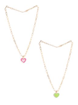 EL REGALO - Necklace for Kids Girls Green and Pink (Set of 2)