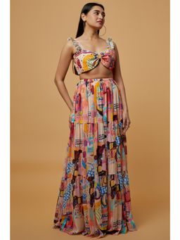 PS Pret by Payal Singhal - Trance Print Bustier With Embroidered Skirt (Set of 2)