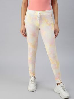 SHOWOFF - Women Slim Fit Yellow Tie and Dye Track Pants