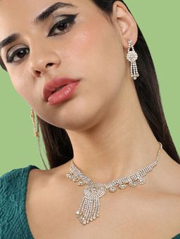 Sohi - Gold Plated Party Designer Stone Necklace and Earrings Set