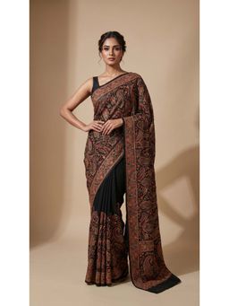 Dress & Dazzle - Black Kashmiri Saree with Unstitched Blouse