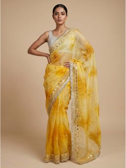 Dress & Dazzle - Ombre Yellow Saree with Unstitched Blouse