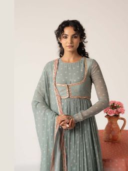 Baise Gaba - Green Mohini Anarkali and Pant Koti with Dupatta
