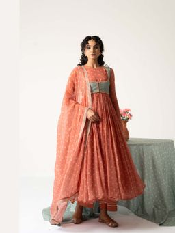 Baise Gaba - Orange Aarohi Anarkali and Pant Koti with Dupatta