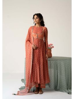 Baise Gaba - Orange Rohiva Anarkali and Pant Koti with Dupatta