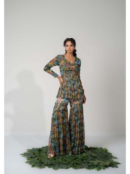 Baise Gaba - Green Lotus Sharara with Top