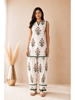 DEASHA INDIA - Ehsara White Block Printed Co-Ord Set