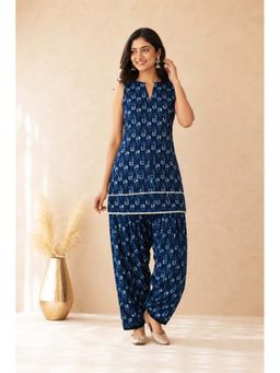DEASHA INDIA - Ivanya Indigo Blue Cotton Printed Co-Ord Set