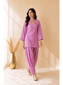 DEASHA INDIA - Khwaisha Mauve Cotton Cover Up Kurti with Salwar Pant and Cape
