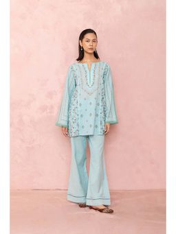 LABEL NAARITI - Alina Women's Blue Floral Printed Kurti and Pant
