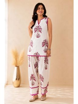 DEASHA INDIA - Nafisa White Block Printed Co-Ord Set
