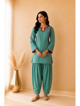 DEASHA INDIA - Sehrish Sage Green Kurti with Salwar Pant