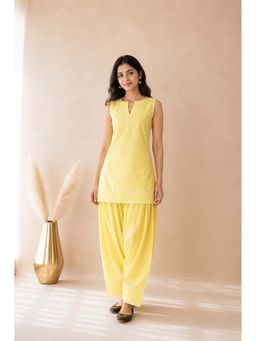 DEASHA INDIA - Tazeen Butter Yellow Kurti with Salwar Pant