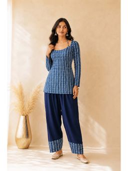 DEASHA INDIA - Yara Cotton Printed Blue Co-Ord Set