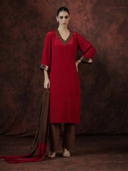 Zeefaa - Terracotta Rose Kurta with Pant and Dupatta