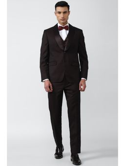 Van Heusen - Men Black Solid Slim Fit Party Three Piece Suit (Set of 3)